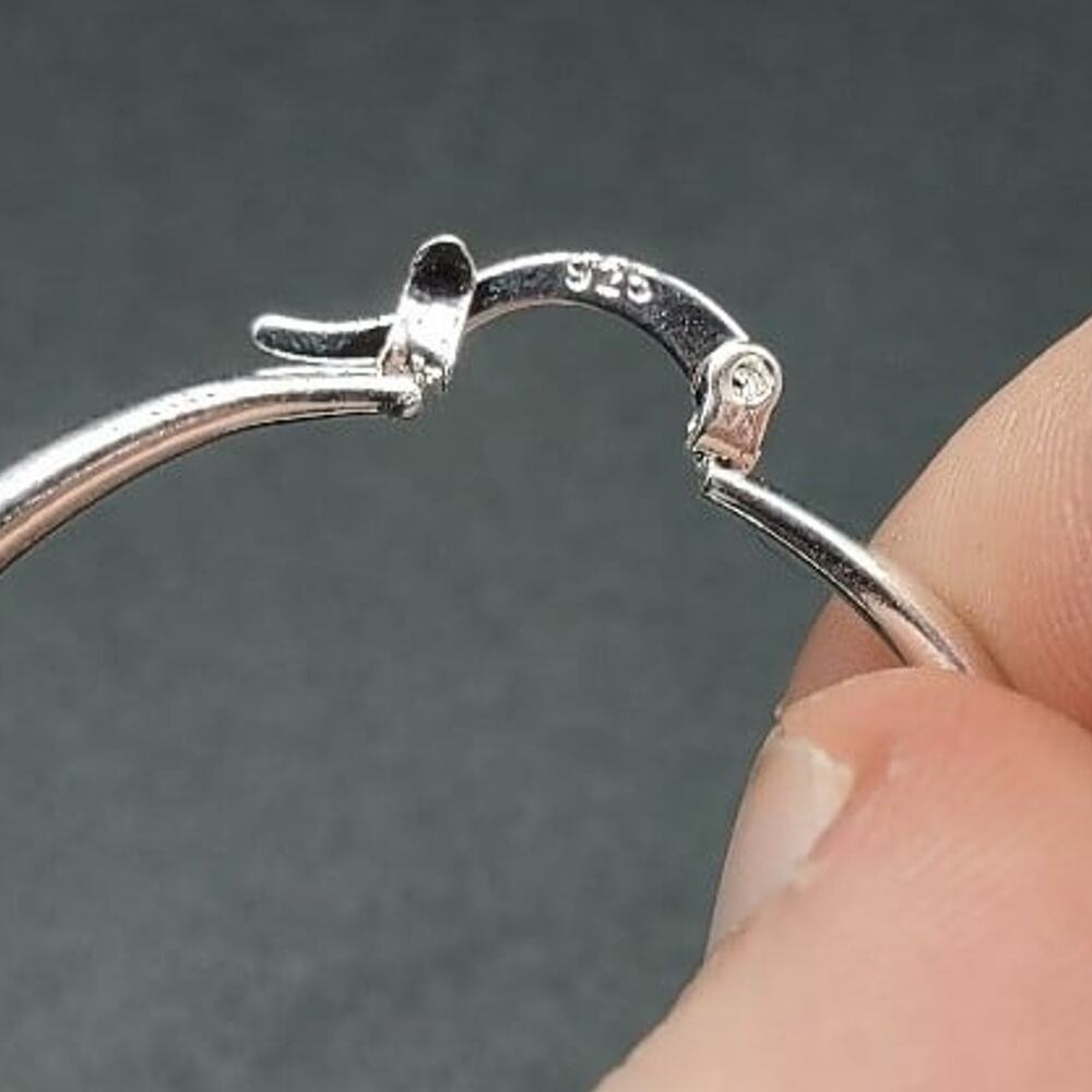 925 Sterling Silver Hoop Earrings Large 1.5 in. Vintage Women's Fashion Gift NEW